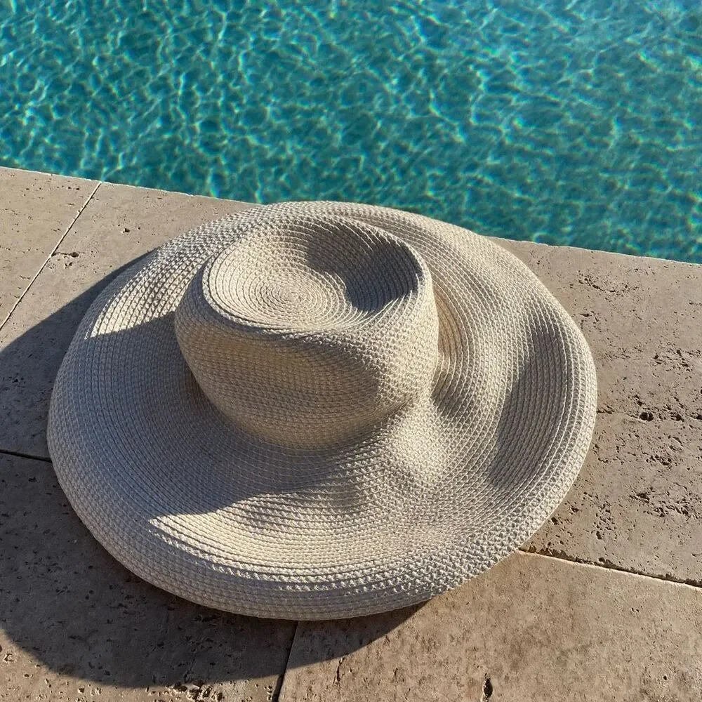 Eric Javits Wide-Brim Straw Sun Hat in Natural Cream